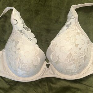 Aerie White Floral Lace Underwire Bra 32DD